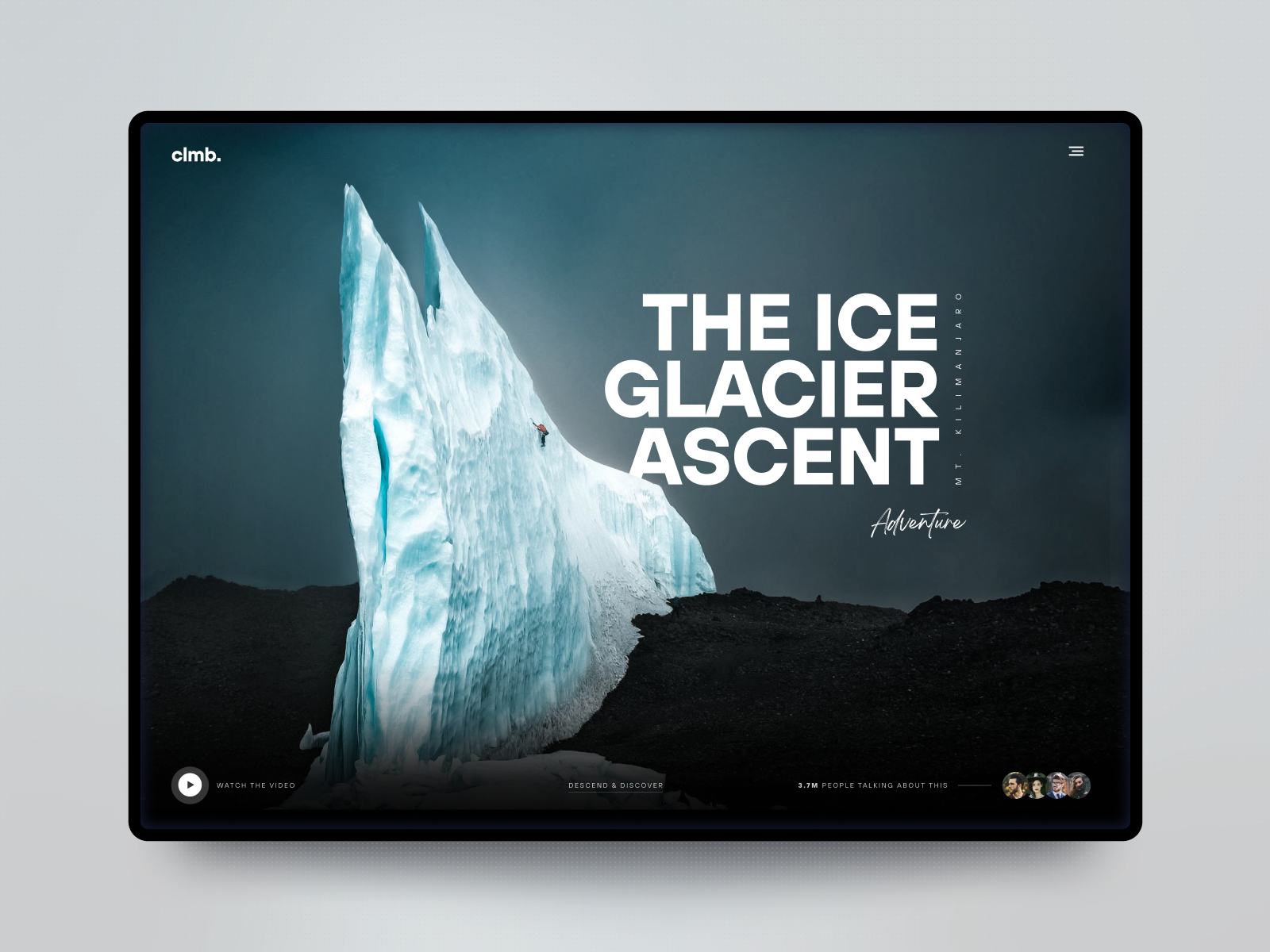 Black Flag Creative - The Ice Glacier Ascent Hero - Web Design Los Angeles